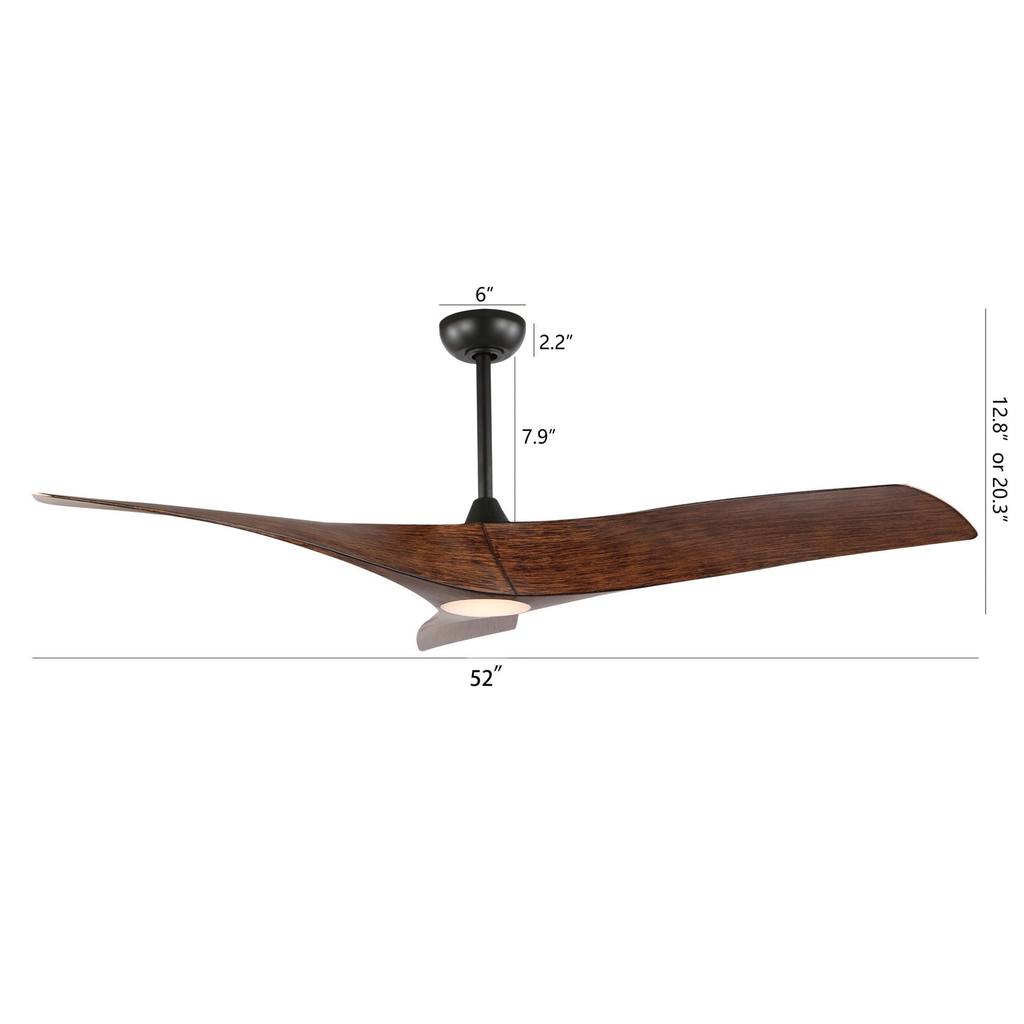 52" Ceiling Fan with LED Light and Remote – Modern Dimmable Fan with DC Motor