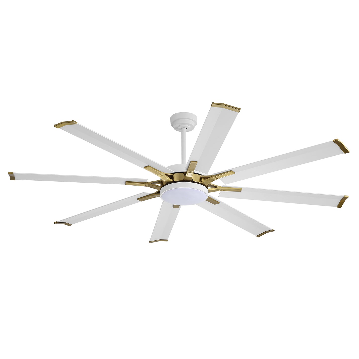 72" White & Gold Ceiling Fan with Light & Remote – Smart 6-Blade, Quiet DC Motor