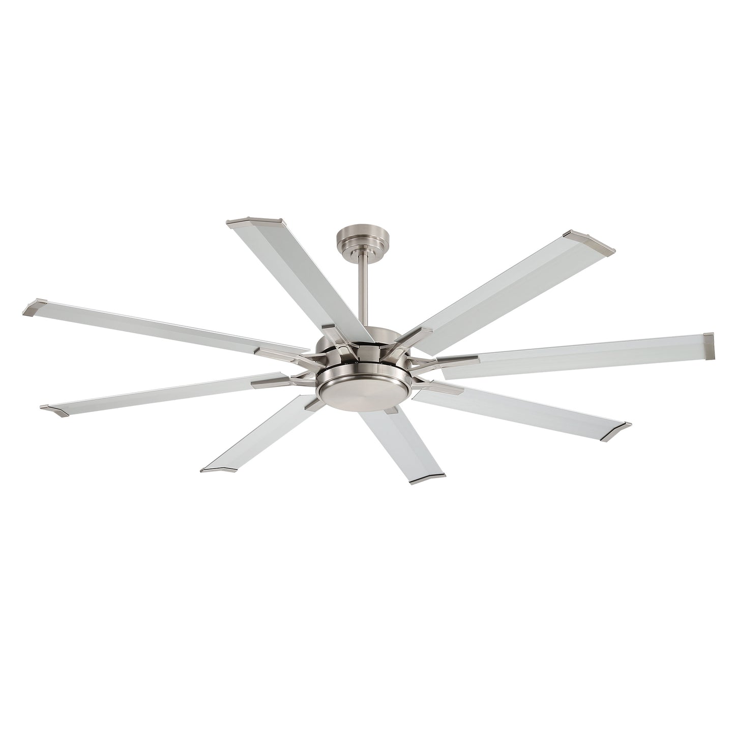 Ceiling Fan 72" Modern Industrial Chrome 8-Blade