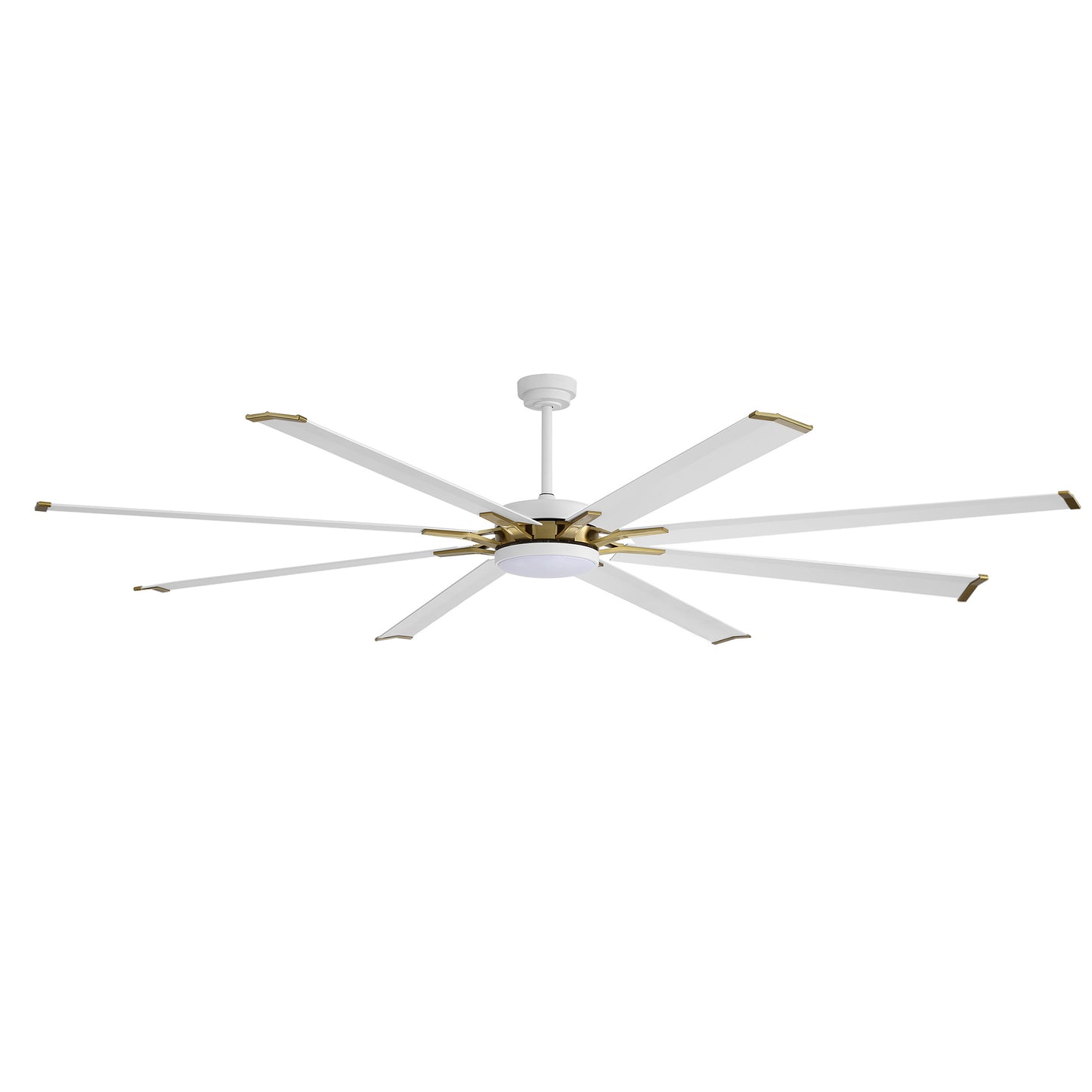 96" White & Gold Ceiling Fan with Light & Remote – Smart 6-Blade, Quiet DC Motor