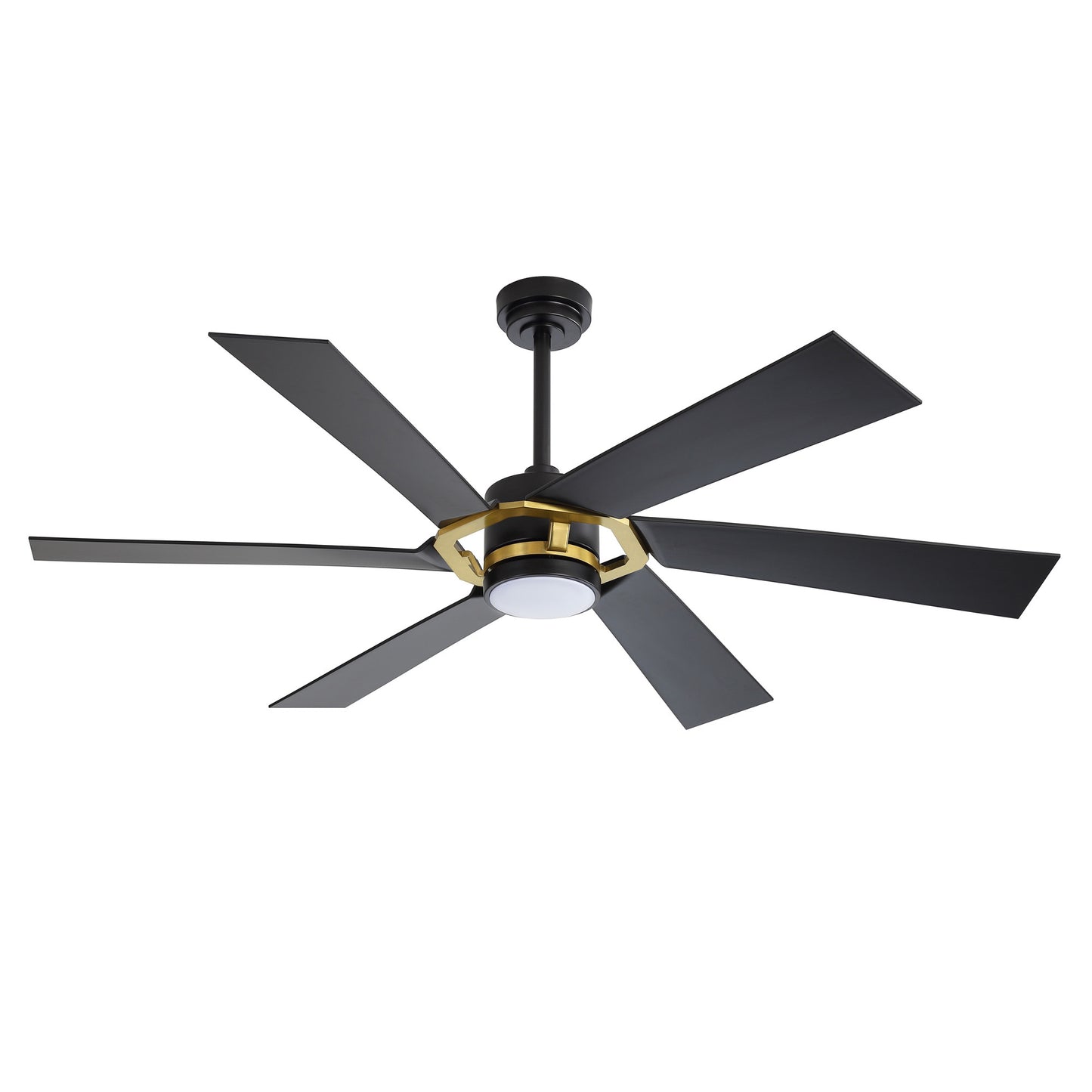 60" Black & Gold Ceiling Fan with Light & Remote – Smart 6-Blade, DC Motor