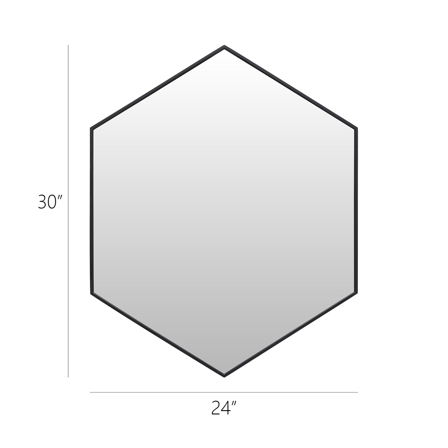 Wall Mirror 24x30" Modern Black Hexagon Framed Mirror