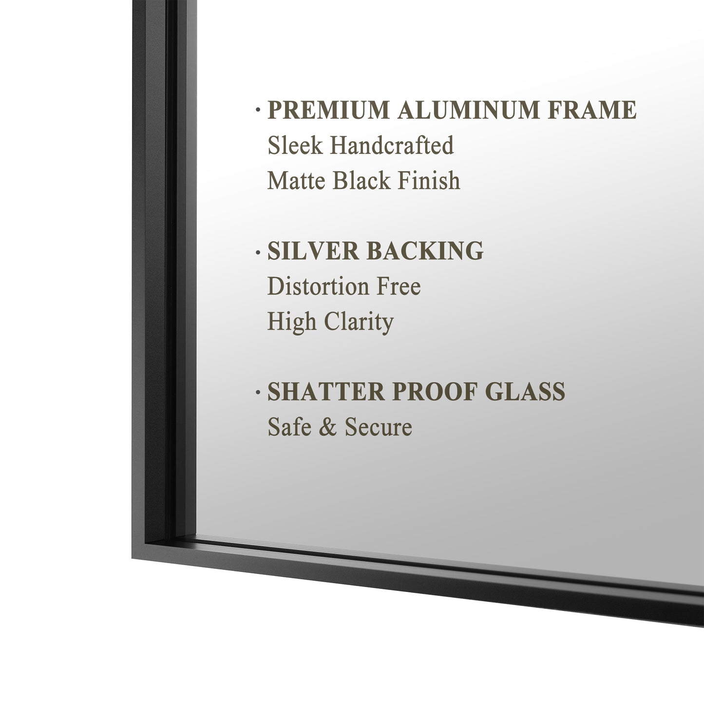 Wall Mirror Modern 36x36" Black Framed Beveled Glass
