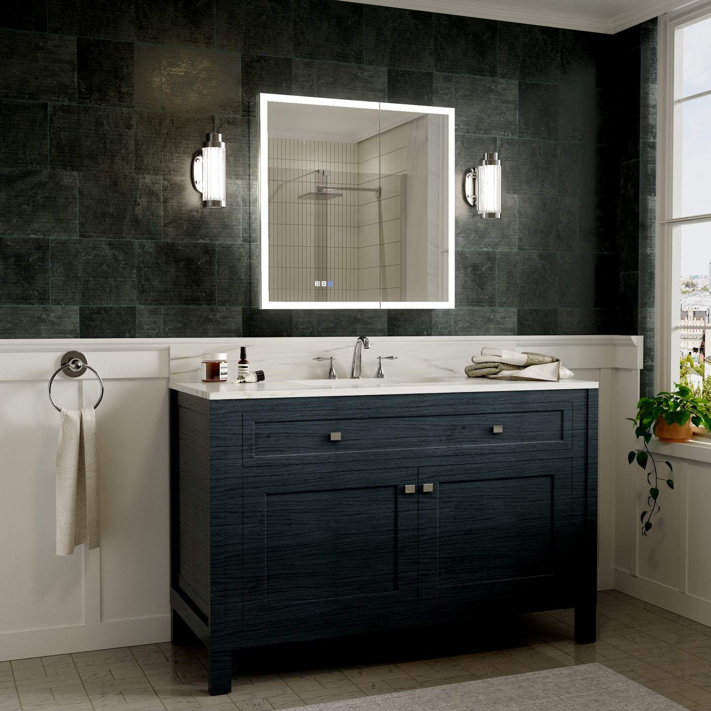 Medicine Cabinet 30" Frameless Double LED Anti-Fog Mirror