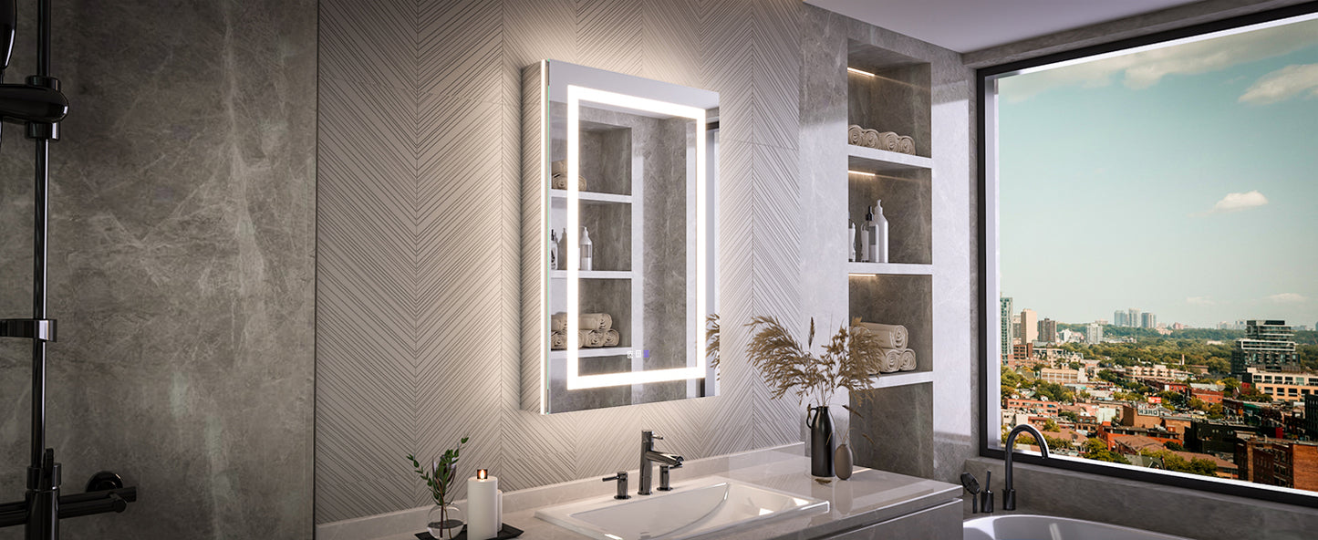 Medicine Cabinet 24x36" LED Inset Anti-Fog Mirrored Storage