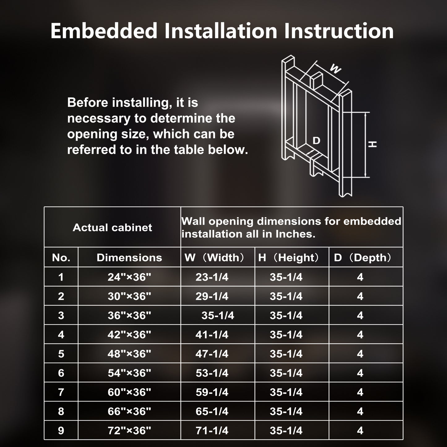Medicine Cabinet 24x36" LED Inset Anti-Fog Mirrored Storage