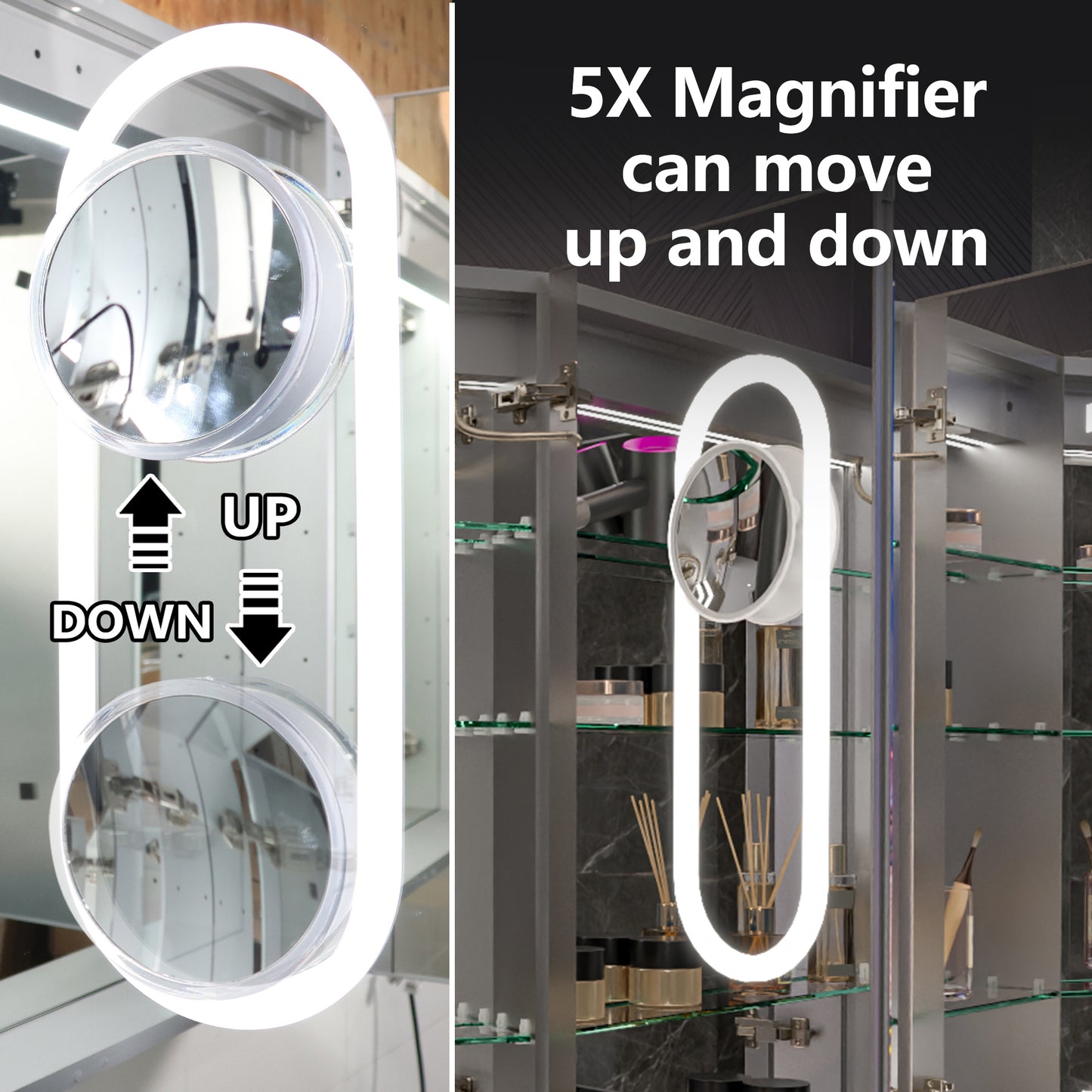 Medicine Cabinet 72x36" LED Inset Anti-Fog Mirrored Storage