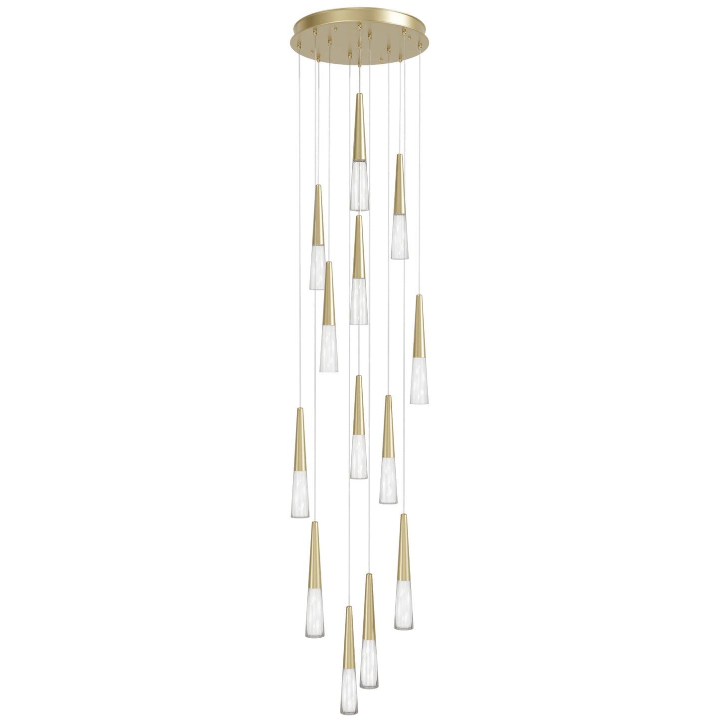 Encino 13-Light Crystal and Brushed Brass Pendant Light