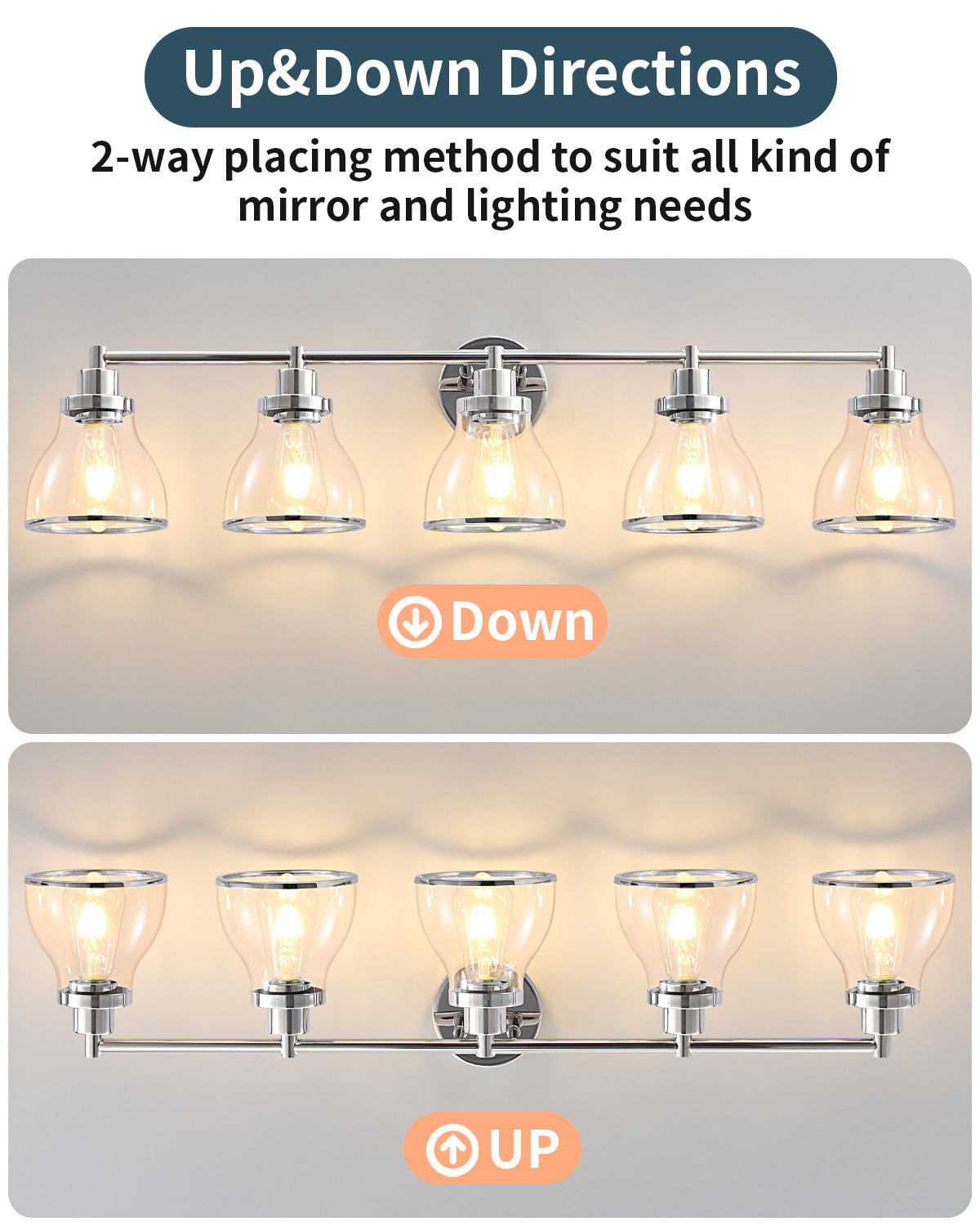 Hermosa Polished Nickel 5-Light Bathroom Vanity Light