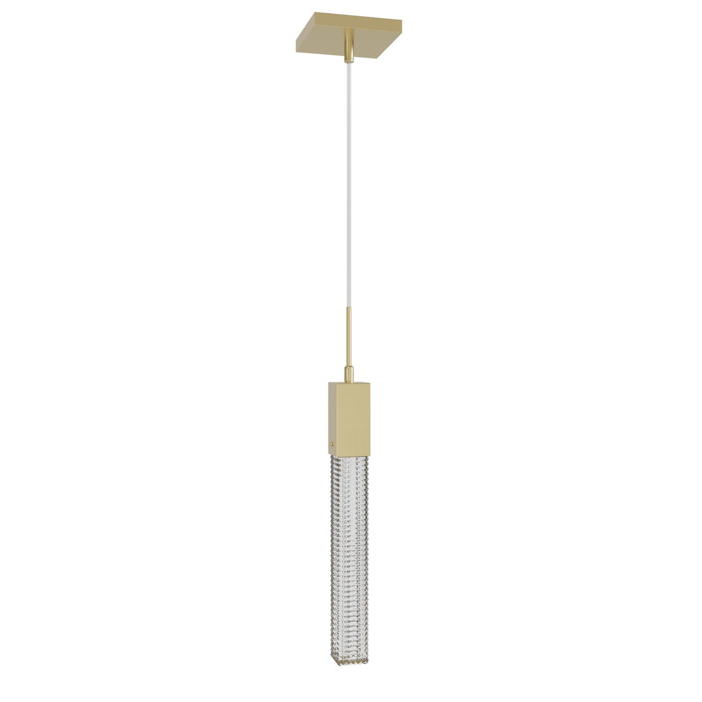 Boa 1-Light LED Brushed Brass Studded Glass Pendant Light