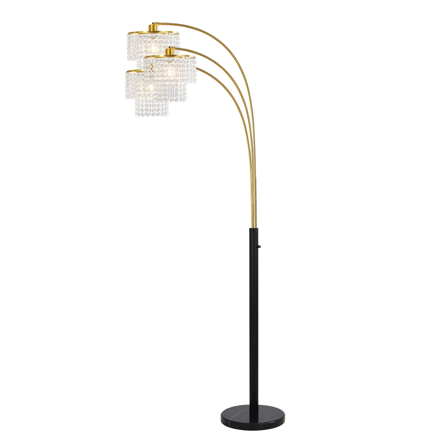 Brio 85" 3-Light Modern Gold Crystal Arc Floor Lamp