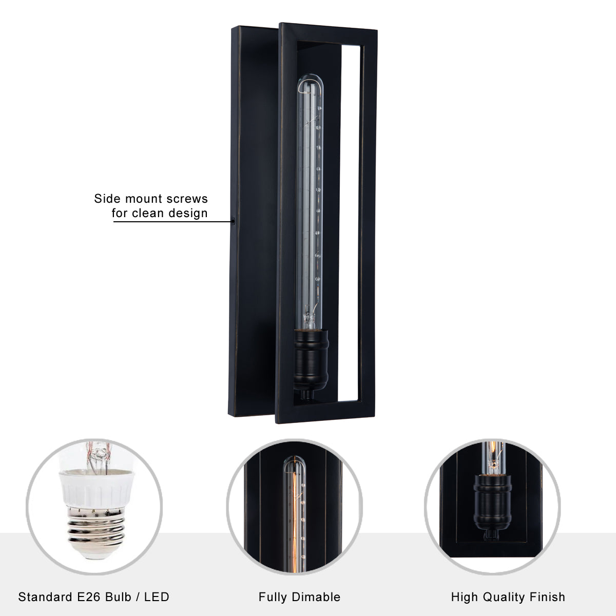 Adelman Black 1-Light Wall Sconce