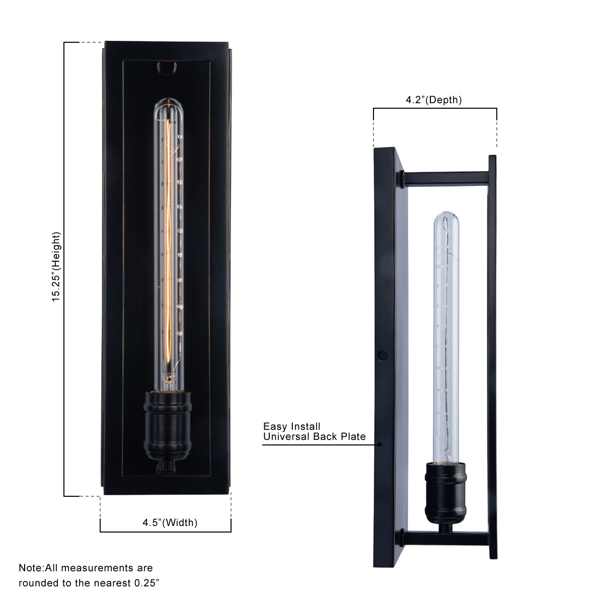Adelman Black 1-Light Wall Sconce