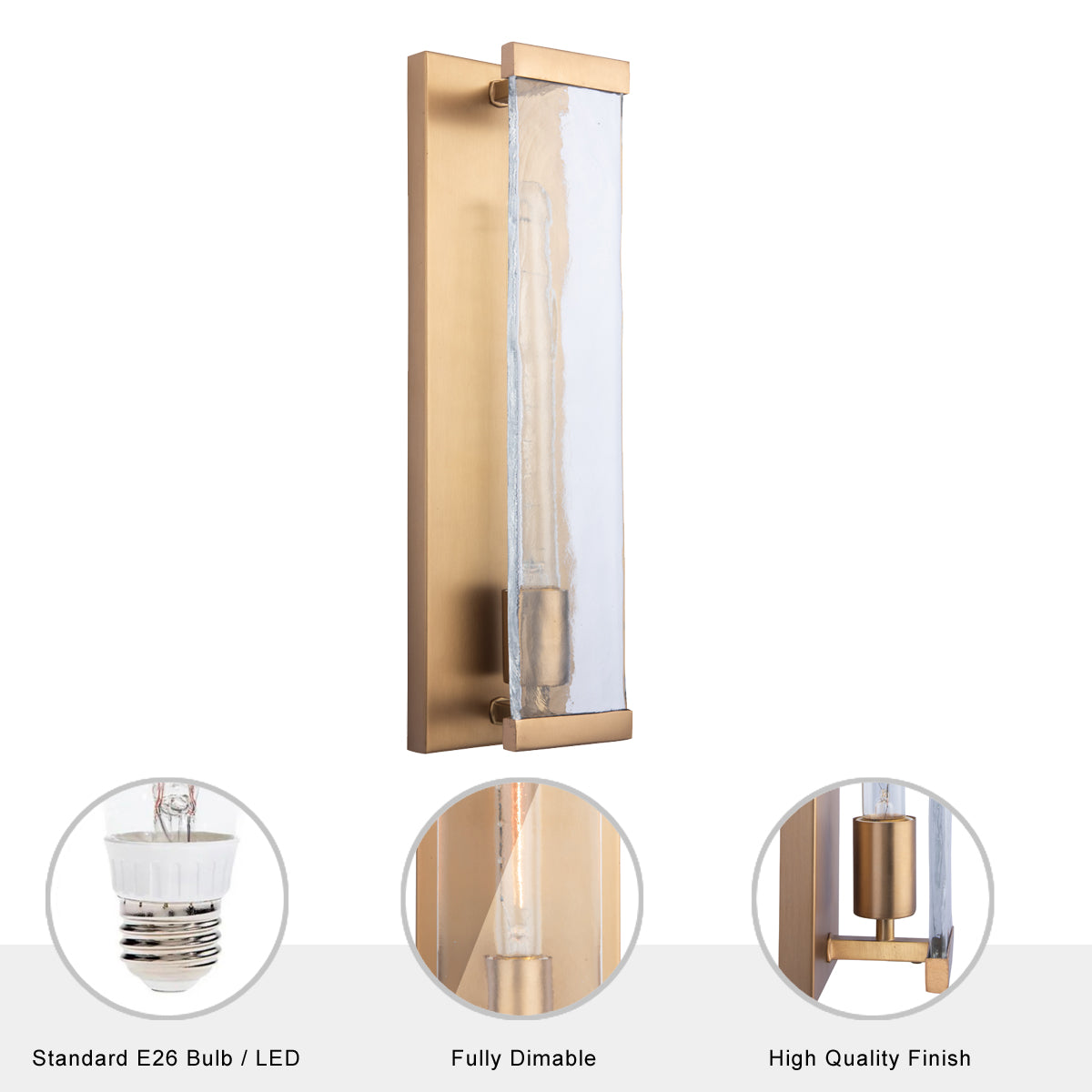 Adelman Gold Metal & Glass 1-Light Wall Sconce