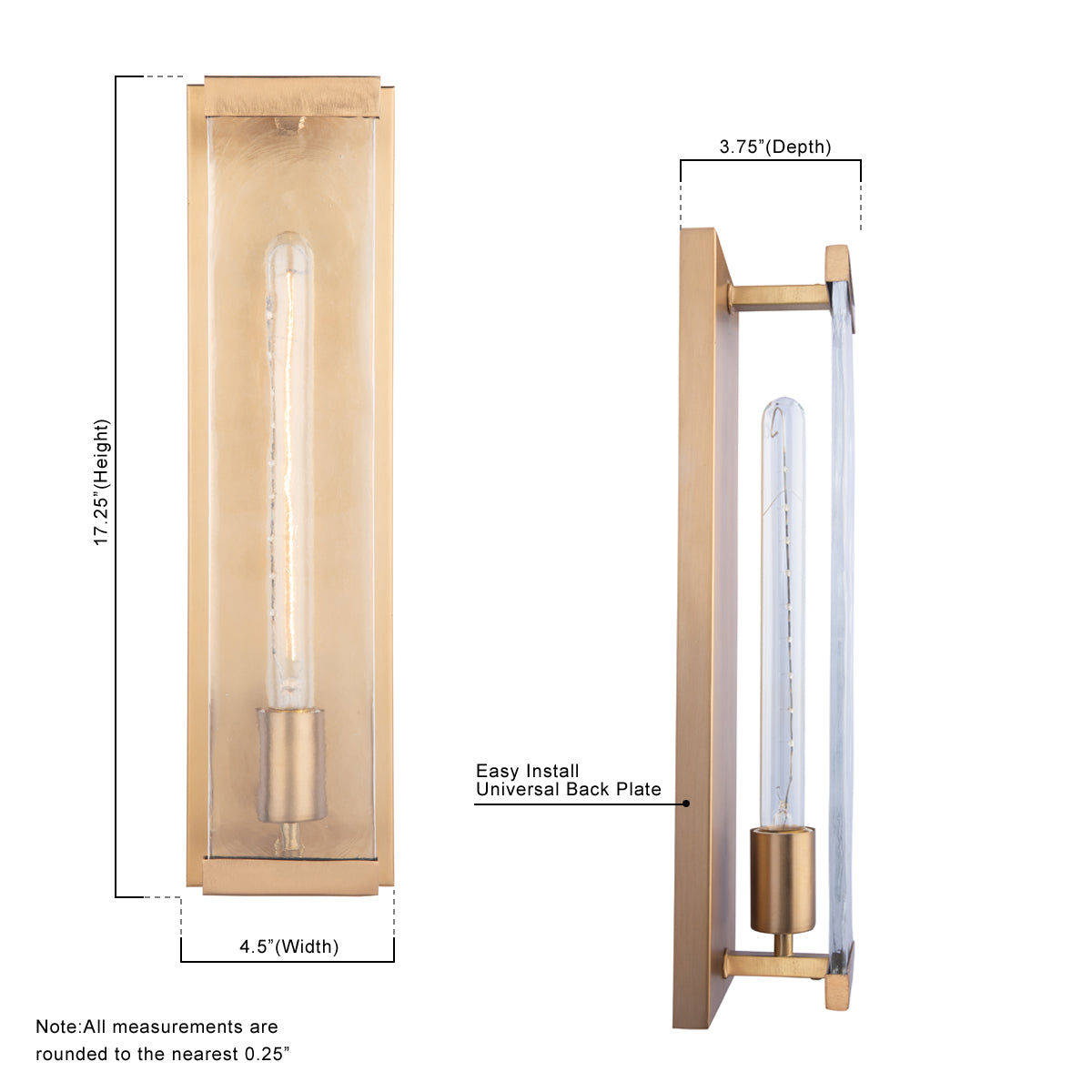Adelman Gold Metal & Glass 1-Light Wall Sconce