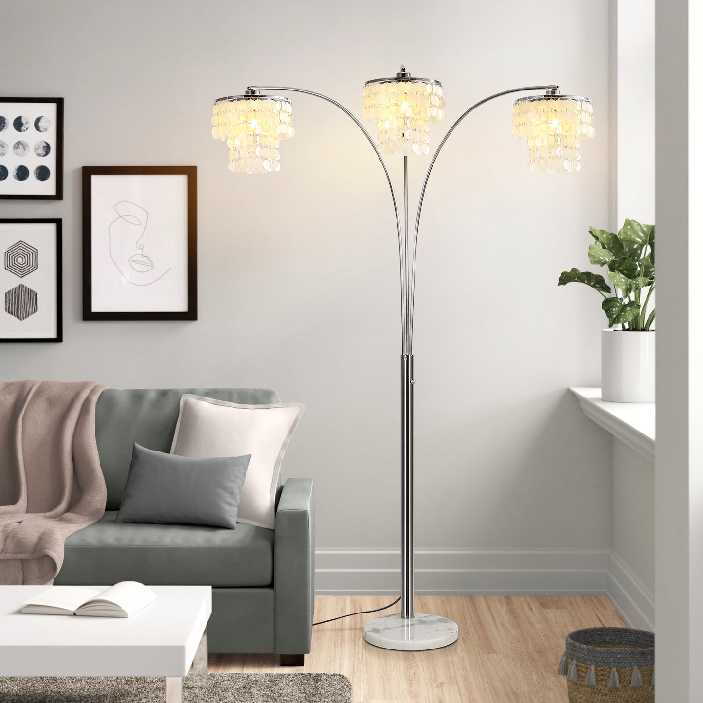 Brio 90" 3-Light Modern Arc Floor Lamp