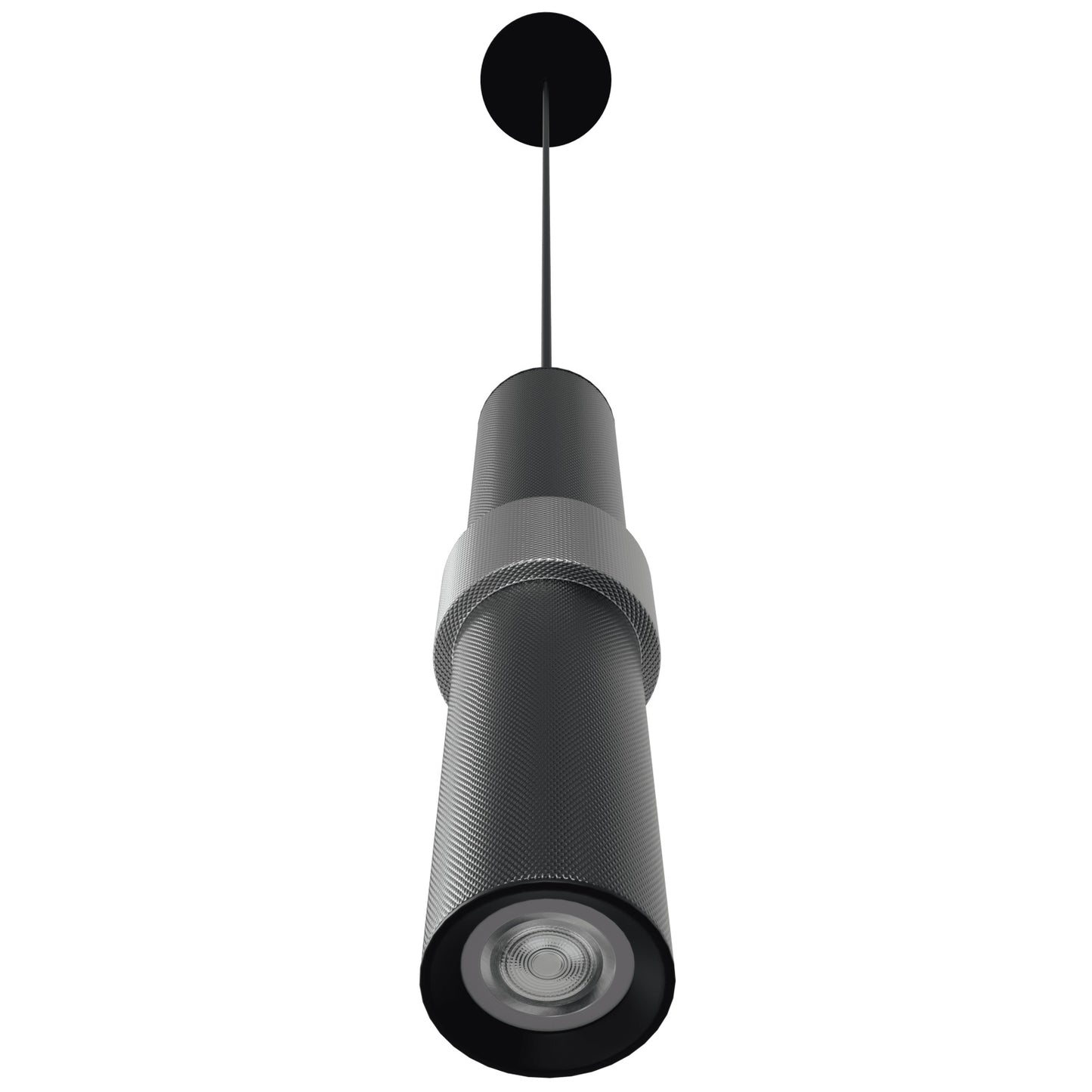 Cicada 1-Light Dark Grey With Knurled Light Grey Pendant Light