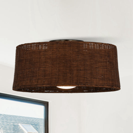 21" Woven Farmhouse Ceiling Fan with LED Light