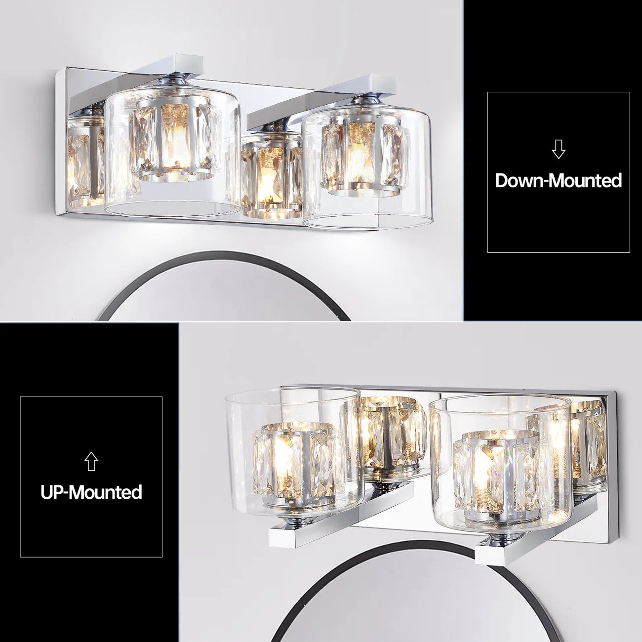 Kolt Chrome Traditional 2-Light Bathroom Vanity Light