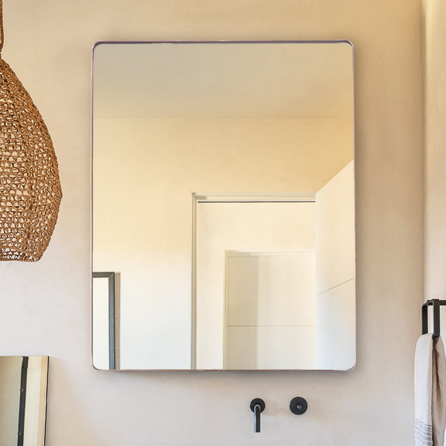 Golden Modern 23x30" Framed Wall Mirror