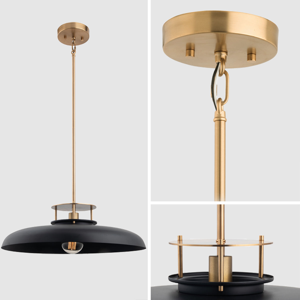 Beacon Modern Gold & Black 1-Light Pendant Light