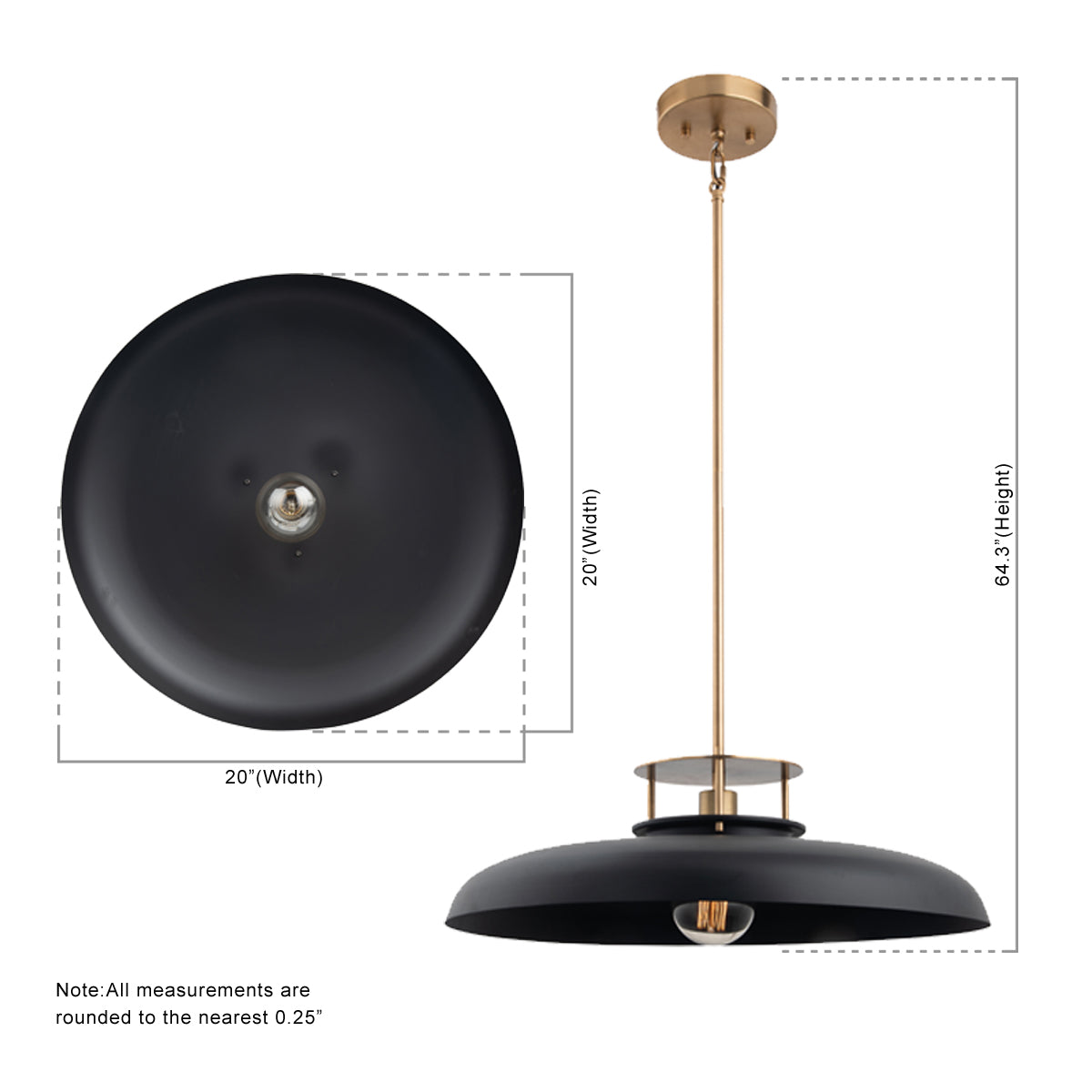 Beacon Modern Gold & Black 1-Light Pendant Light