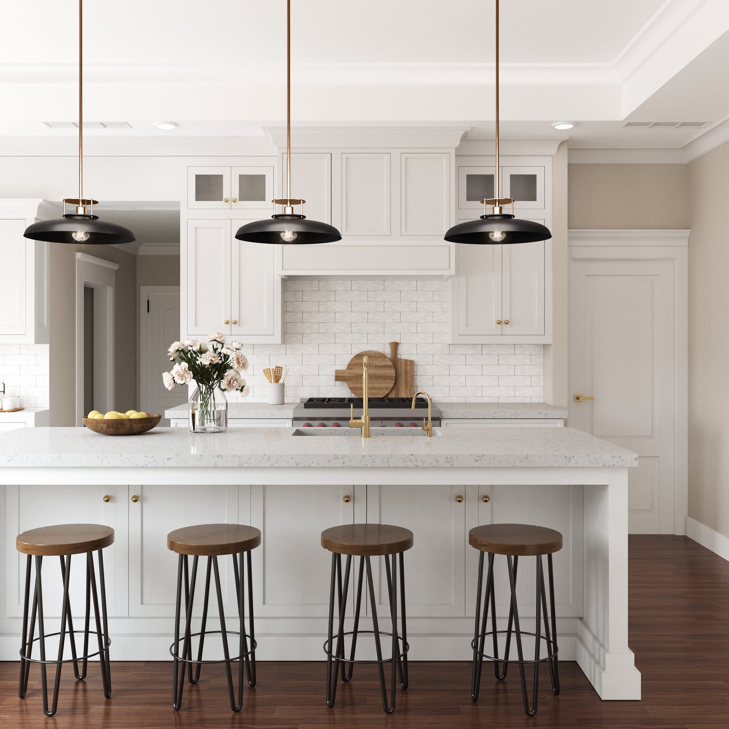Beacon Modern Gold & Black 1-Light Pendant Light