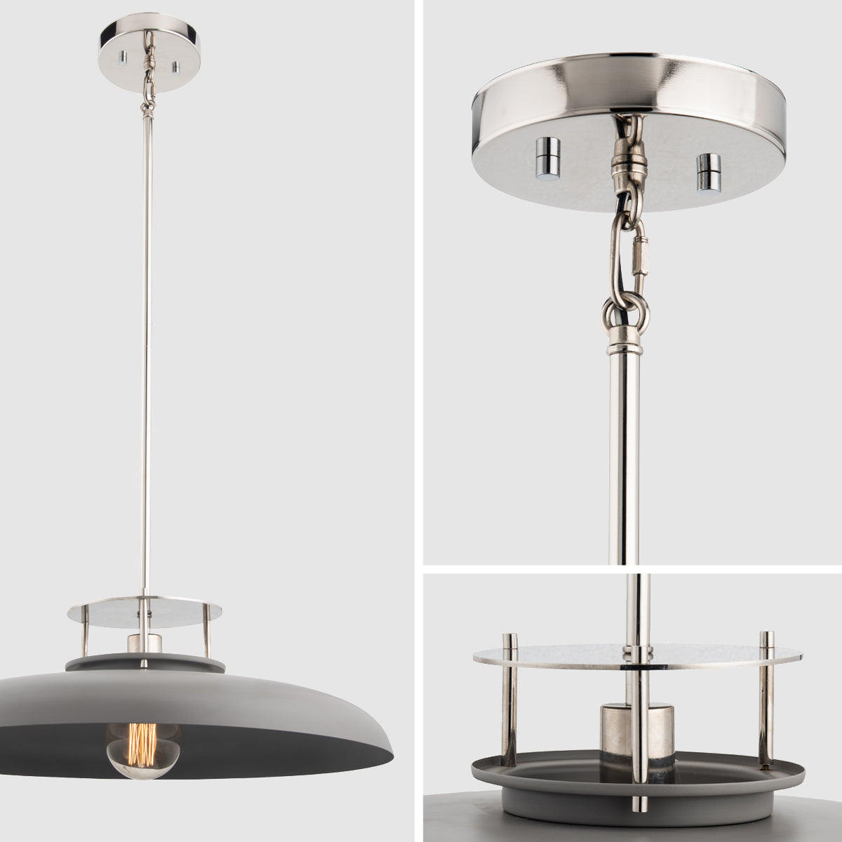 Beacon Modern Nickel & Grey 1-Light Pendant Light