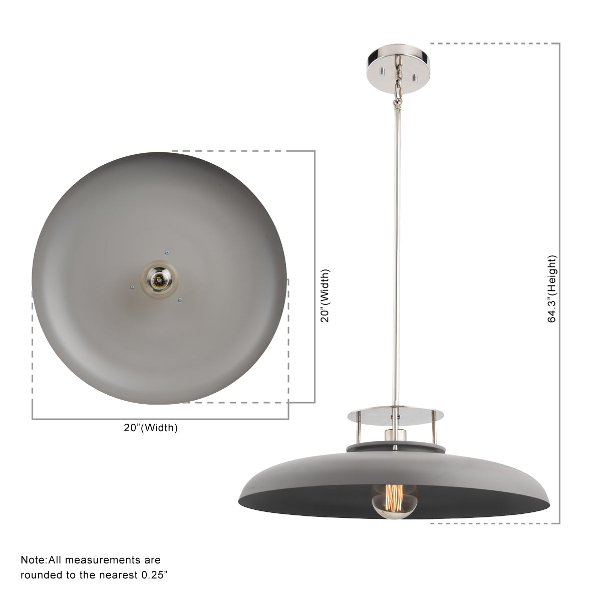 Beacon Modern Nickel & Grey 1-Light Pendant Light