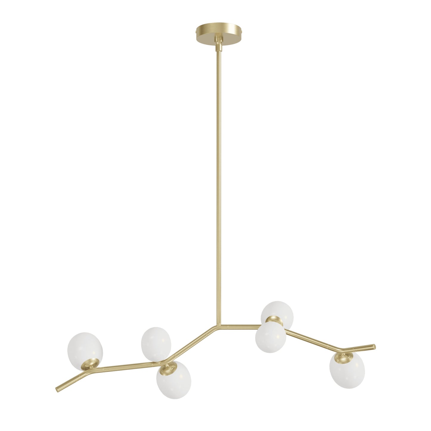 Hampton 6-Light Brushed Brass with White Glass Chandelier