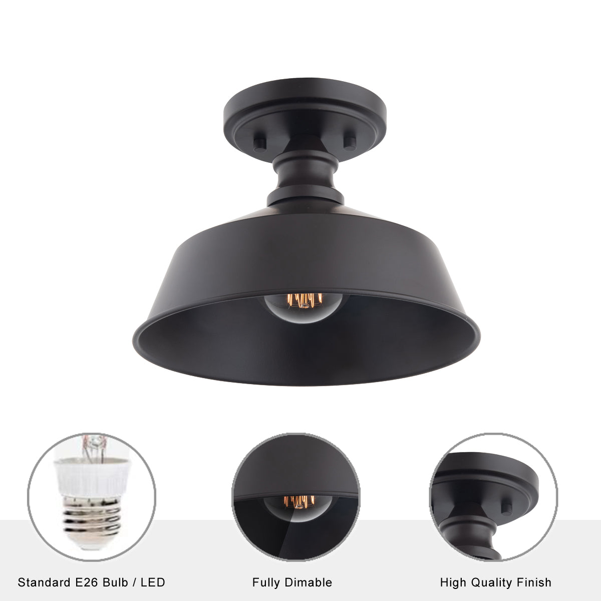 Bola 1-Light Dark Bronze Semi Flushmount Ceiling Light