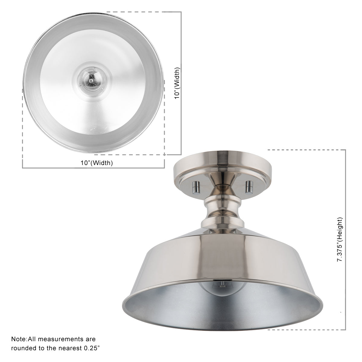 Bola 1-Light Brushed Nickel Semi Flushmount Ceiling Light