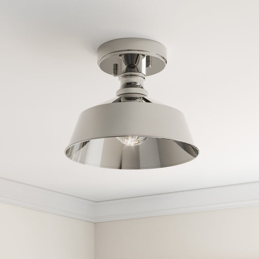 Bola 1-Light Brushed Nickel Semi Flushmount Ceiling Light