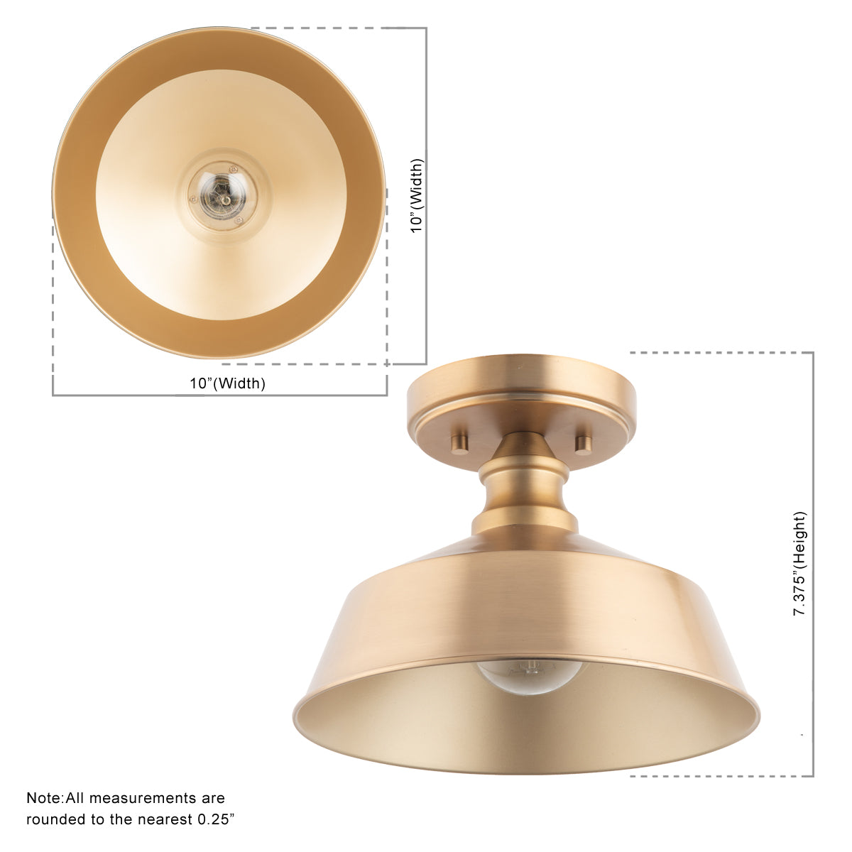 Bola 1-Light Gold Semi Flushmount Ceiling Light