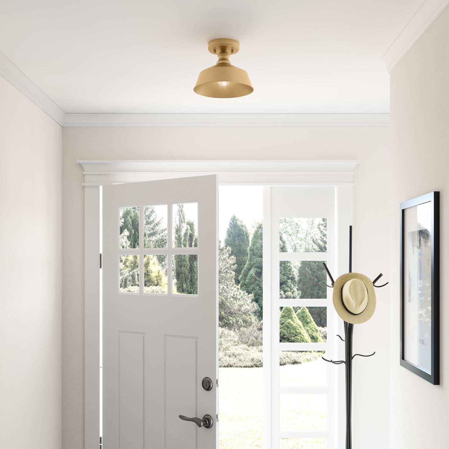Bola 1-Light Gold Semi Flushmount Ceiling Light