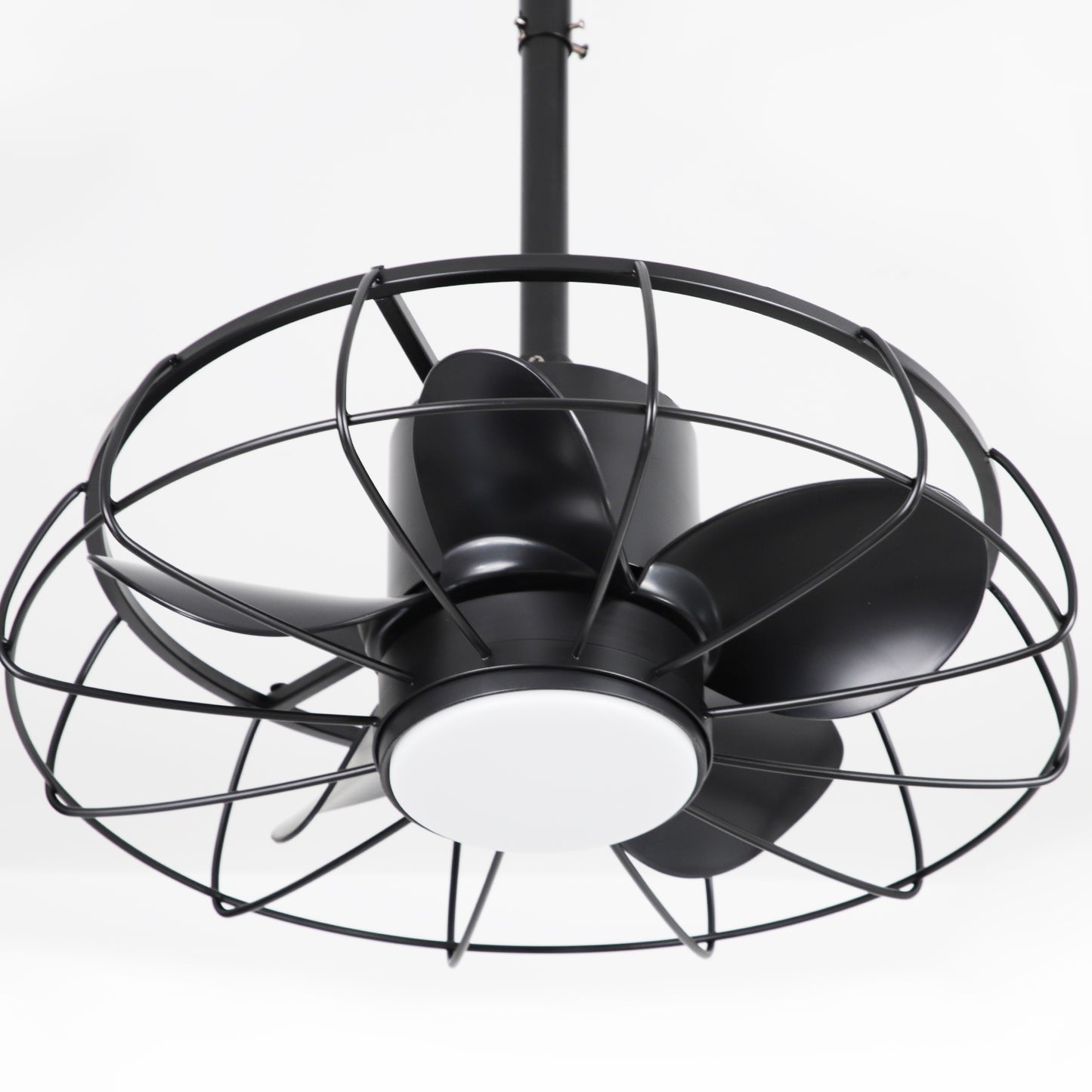 20" Indoor/Outdoor Black Industrial Plug-In Ceiling Fan with Light