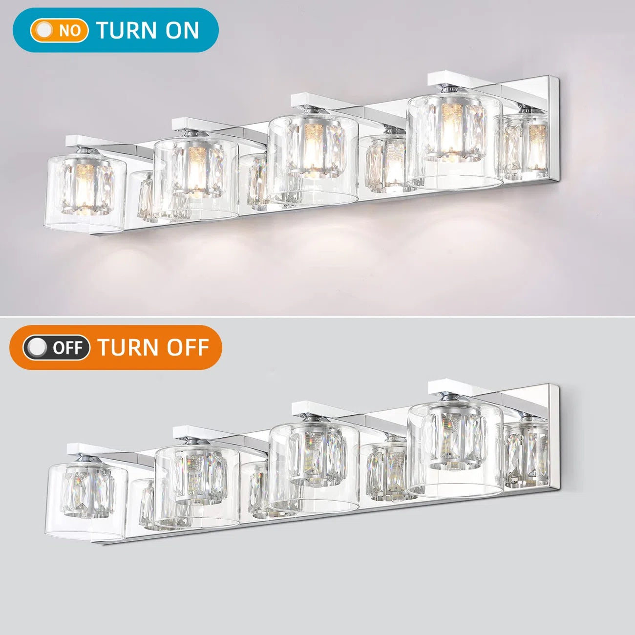 Kolt Chrome Traditional 4-Light Bathroom Vanity Light