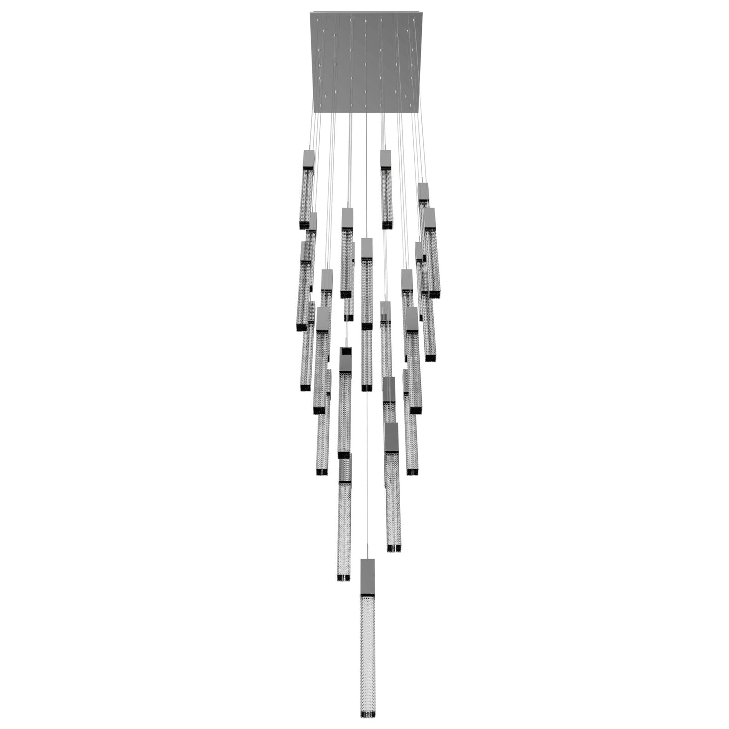 Boa 25-Light LED Polished Chrome Studded Glass Pendant Light