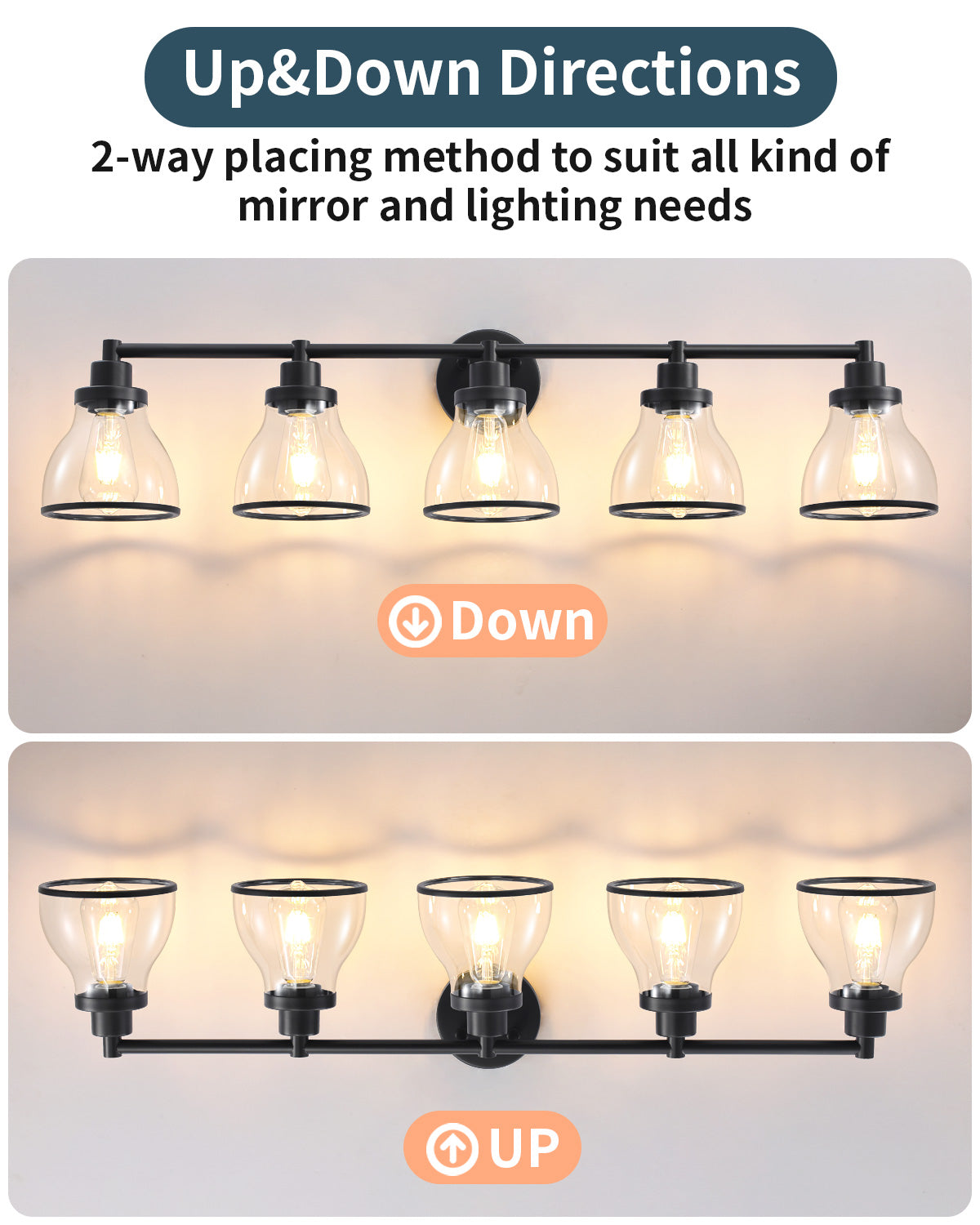 Hermosa Black 5-Light Bathroom Vanity Light