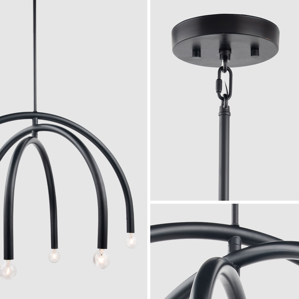 Caboche Mid-Century Modern Black 6-Light Chandelier