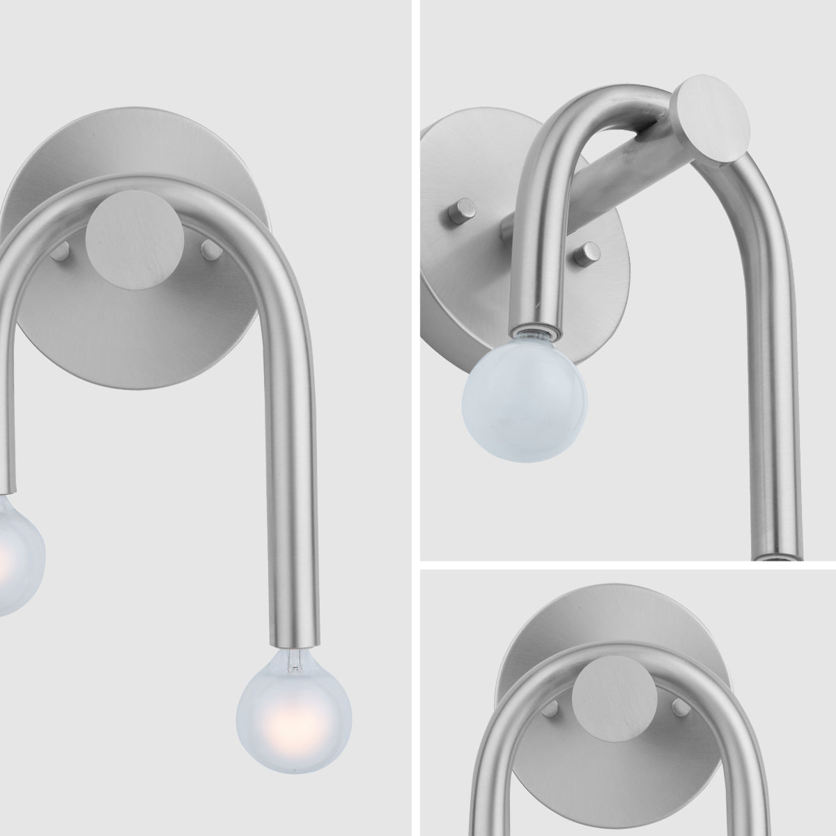 Caboche Mid-Century Modern Nickel 2-Light Wall Sconce