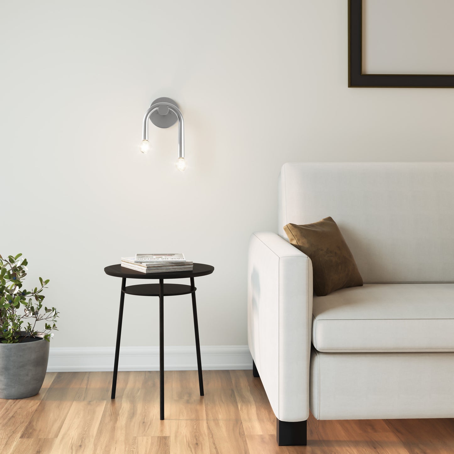 Caboche Mid-Century Modern Nickel 2-Light Wall Sconce