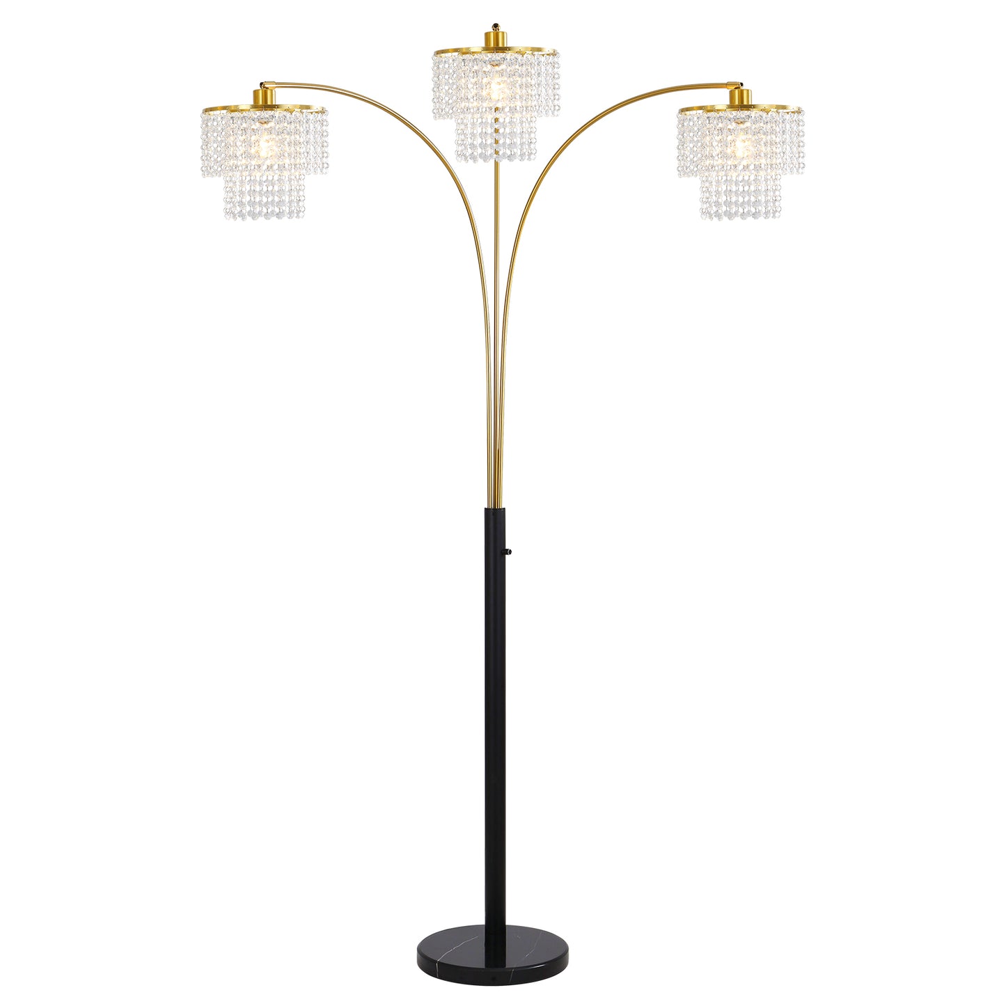 Brio 85" 3-Light Modern Gold Crystal Arc Floor Lamp