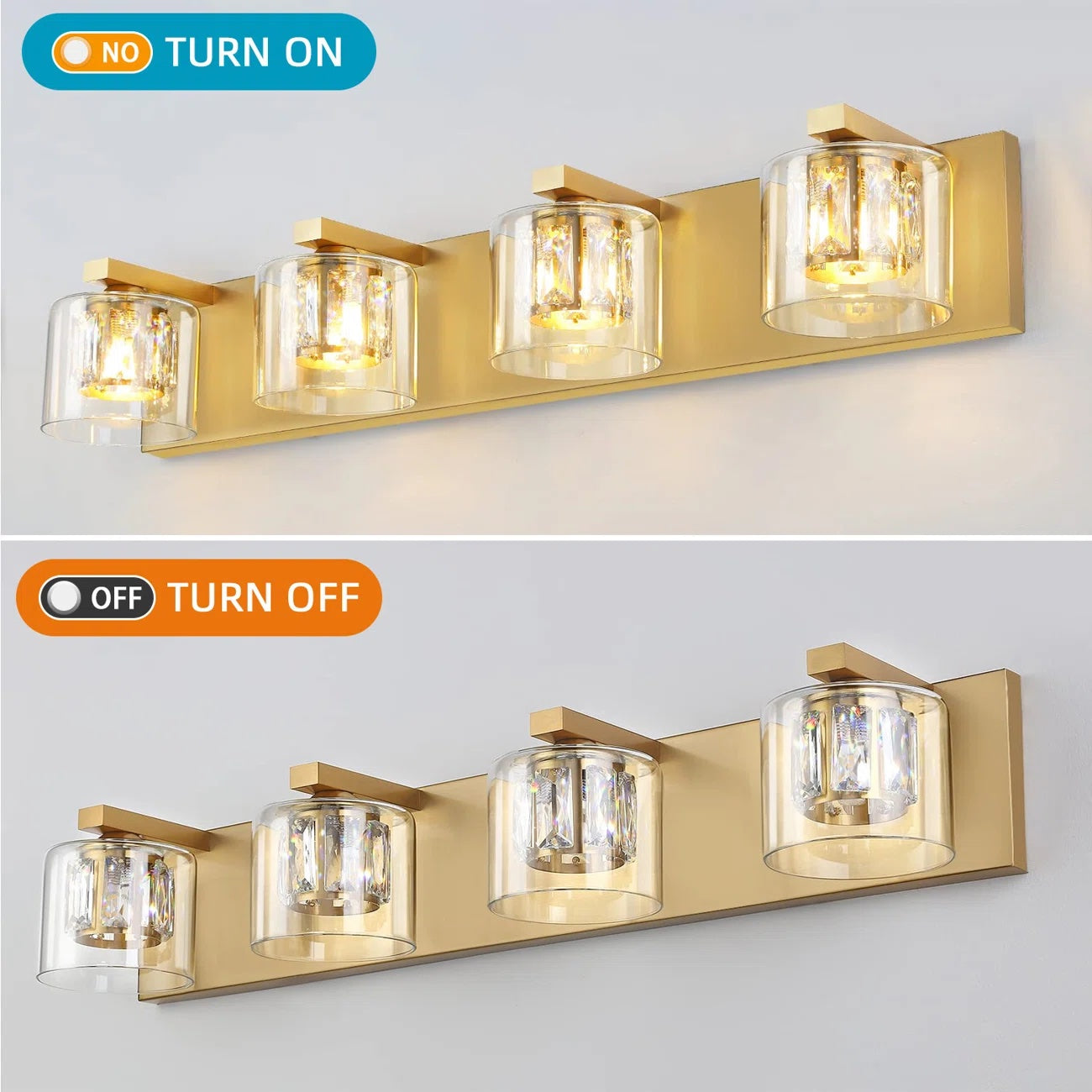 Kolt Gold Traditional 4-Light Bathroom Vanity Light