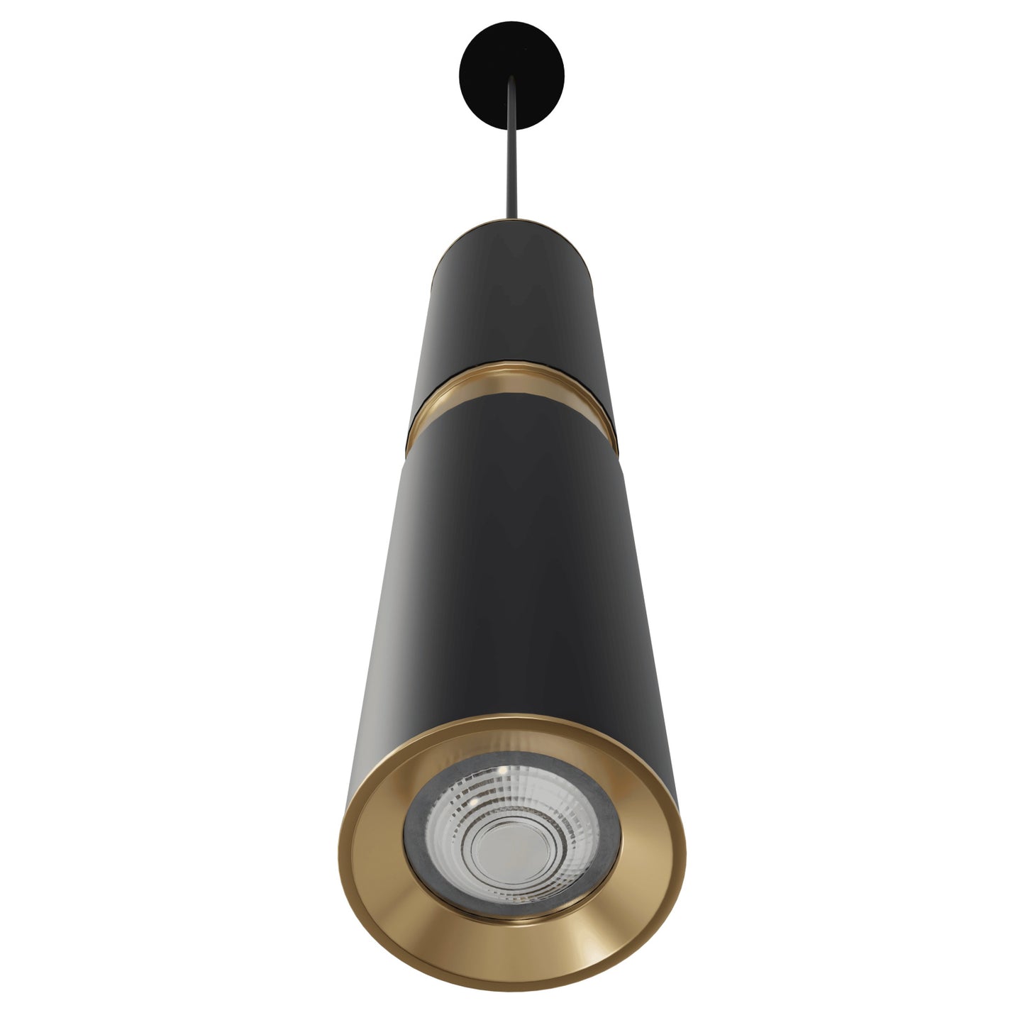Cicada 1-Light Black With Knurled Brass Pendant Light