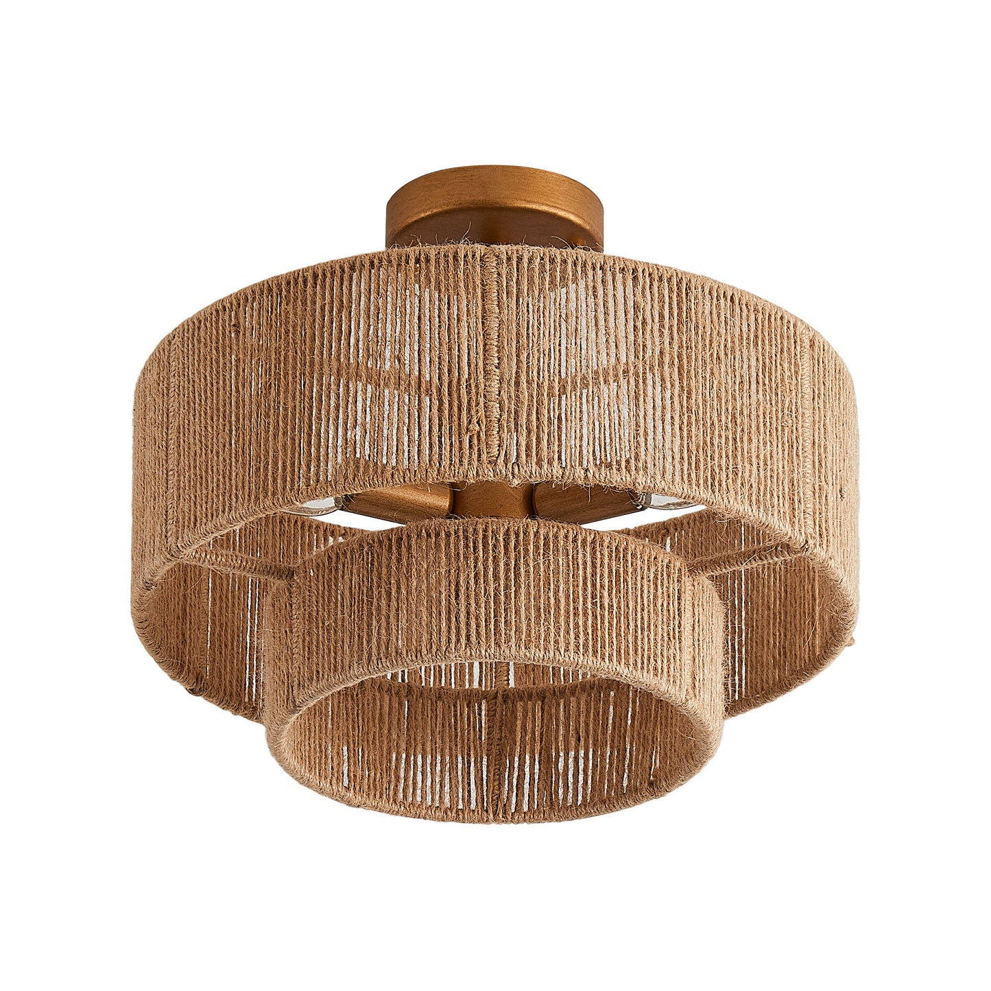 3-Light Coastal Jute Semi-Flush Mount Ceiling Light