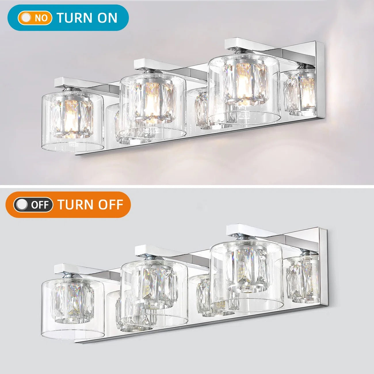 Kolt Chrome Traditional 3-Light Bathroom Vanity Light