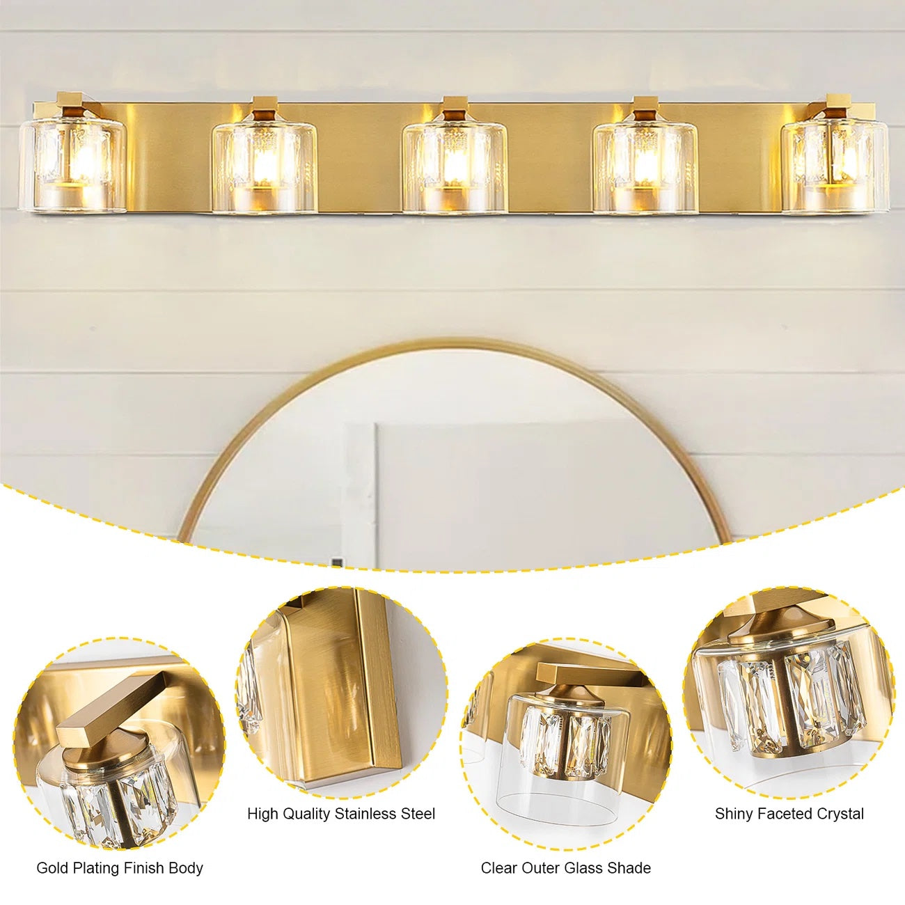 Kolt Gold Traditional 5-Light Bathroom Vanity Light