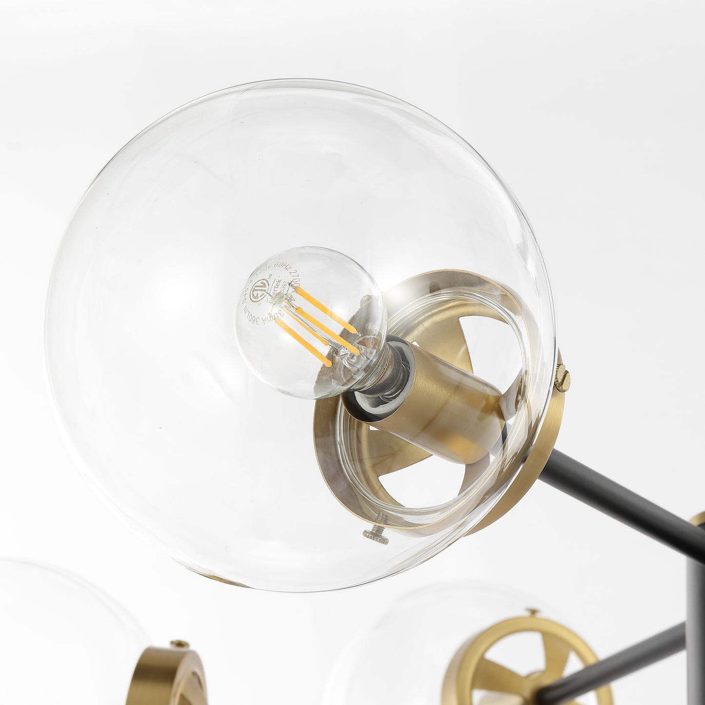 Modern Chandelier Sputnik Black Brass 6-Light Glass 30"