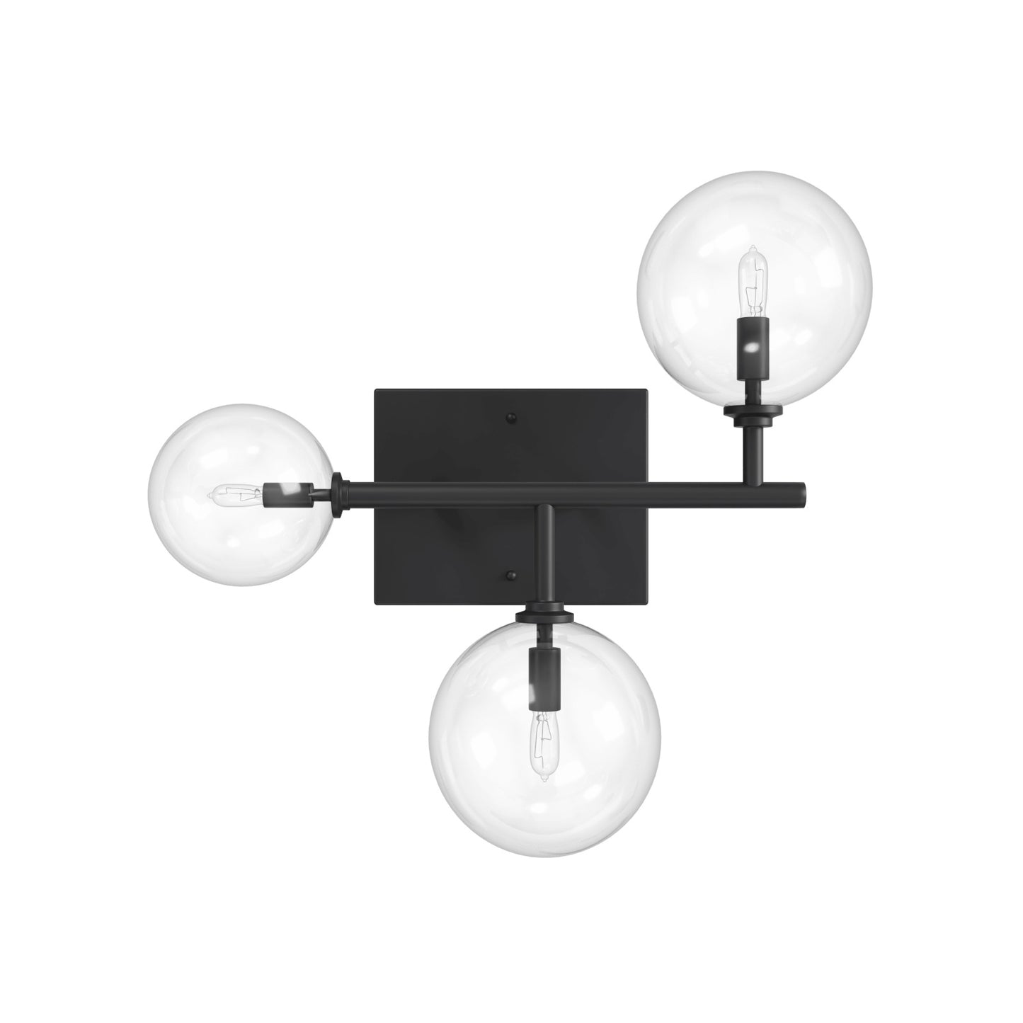 Delilah 3-Light Matte Black Clear Globe Wall Sconce